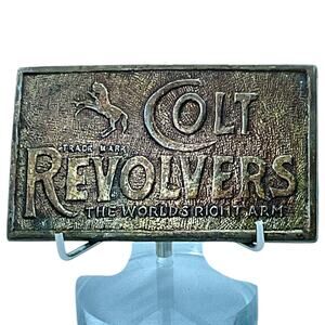 Colt Revolvers Belt Buckle The Worlds Right Arm Mens Vintage Collectible